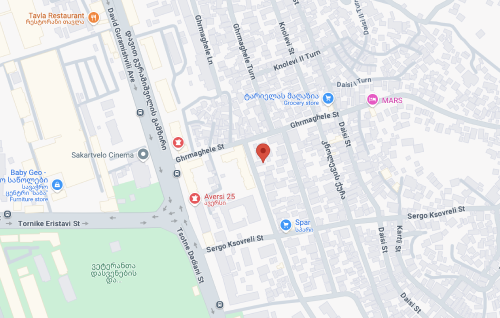 Google Maps screenshot displaying a city area with marked locations and businesses